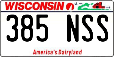 WI license plate 385NSS
