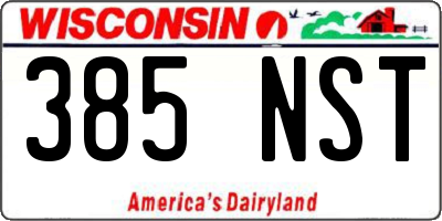 WI license plate 385NST