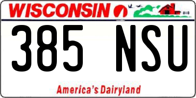 WI license plate 385NSU