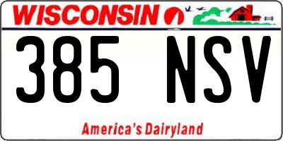 WI license plate 385NSV