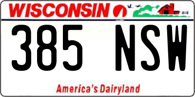 WI license plate 385NSW