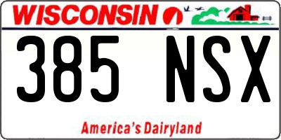 WI license plate 385NSX