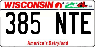 WI license plate 385NTE