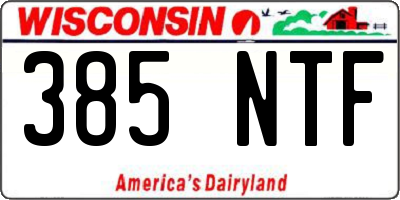 WI license plate 385NTF