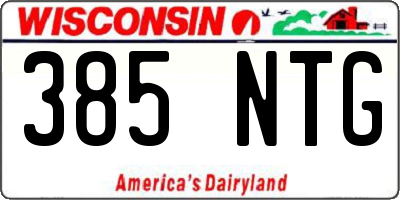 WI license plate 385NTG