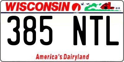 WI license plate 385NTL