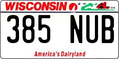 WI license plate 385NUB