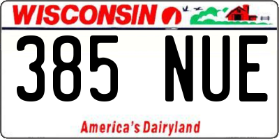 WI license plate 385NUE