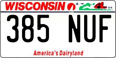 WI license plate 385NUF