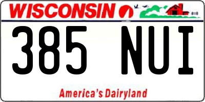 WI license plate 385NUI