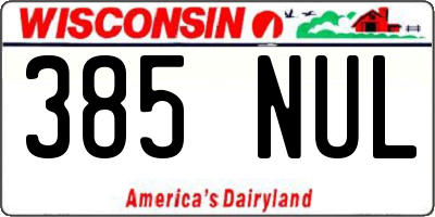 WI license plate 385NUL