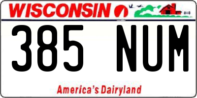 WI license plate 385NUM