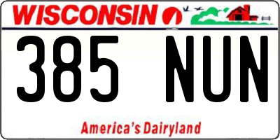 WI license plate 385NUN