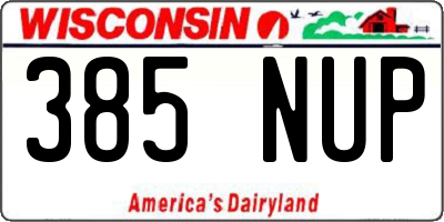 WI license plate 385NUP