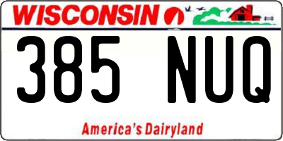 WI license plate 385NUQ