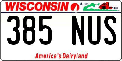 WI license plate 385NUS