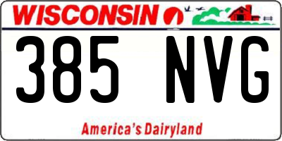 WI license plate 385NVG