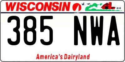 WI license plate 385NWA