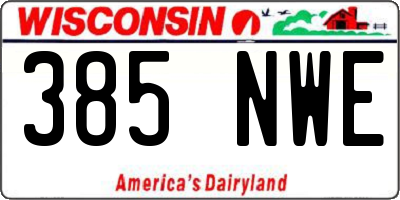 WI license plate 385NWE