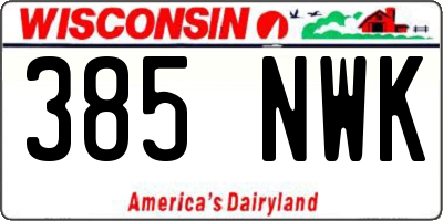 WI license plate 385NWK