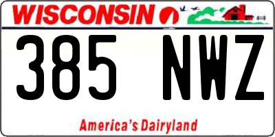WI license plate 385NWZ