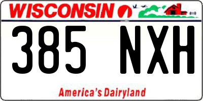 WI license plate 385NXH