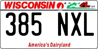 WI license plate 385NXL