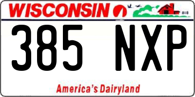 WI license plate 385NXP