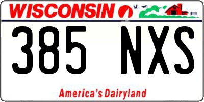 WI license plate 385NXS