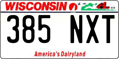 WI license plate 385NXT