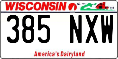 WI license plate 385NXW