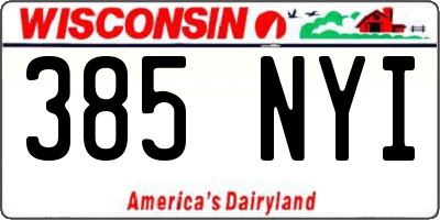 WI license plate 385NYI