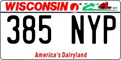 WI license plate 385NYP