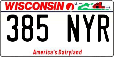 WI license plate 385NYR