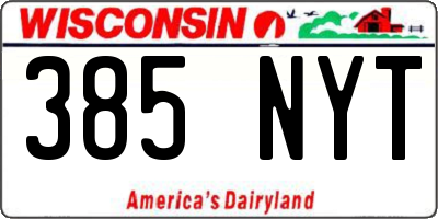 WI license plate 385NYT