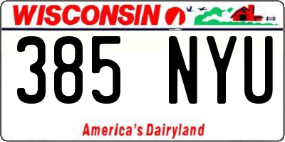 WI license plate 385NYU