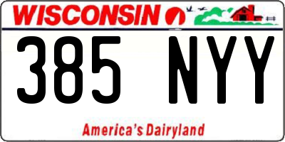 WI license plate 385NYY