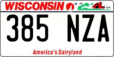 WI license plate 385NZA