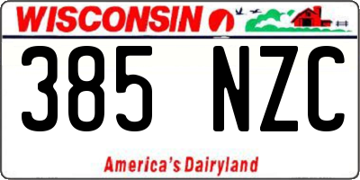 WI license plate 385NZC