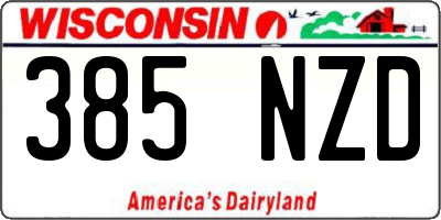WI license plate 385NZD