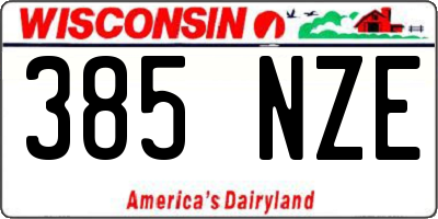 WI license plate 385NZE