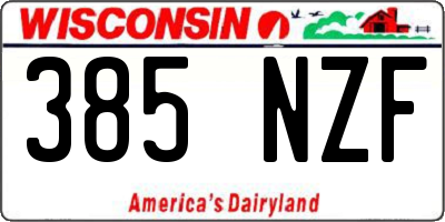 WI license plate 385NZF