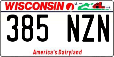 WI license plate 385NZN