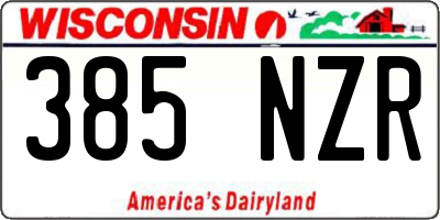WI license plate 385NZR