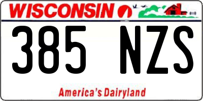 WI license plate 385NZS