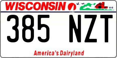 WI license plate 385NZT