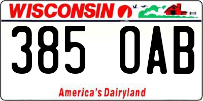 WI license plate 385OAB