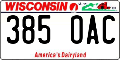 WI license plate 385OAC