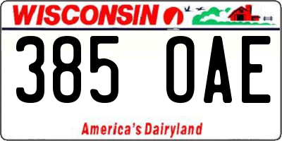 WI license plate 385OAE