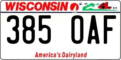 WI license plate 385OAF